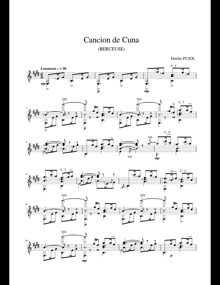 Cancion_de_Cuna sheet music for Guitar download free in PDF or MIDI