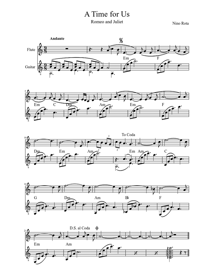 A Time for Us Sheet music | Download free in PDF or MIDI | Musescore.com