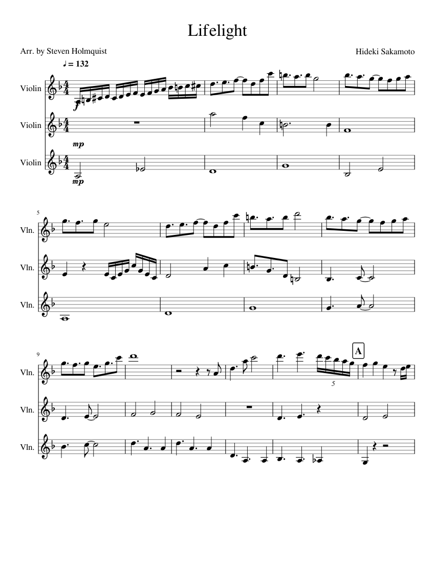 Lifelight Trio Sheet Music For Violin Download Free In Pdf Or