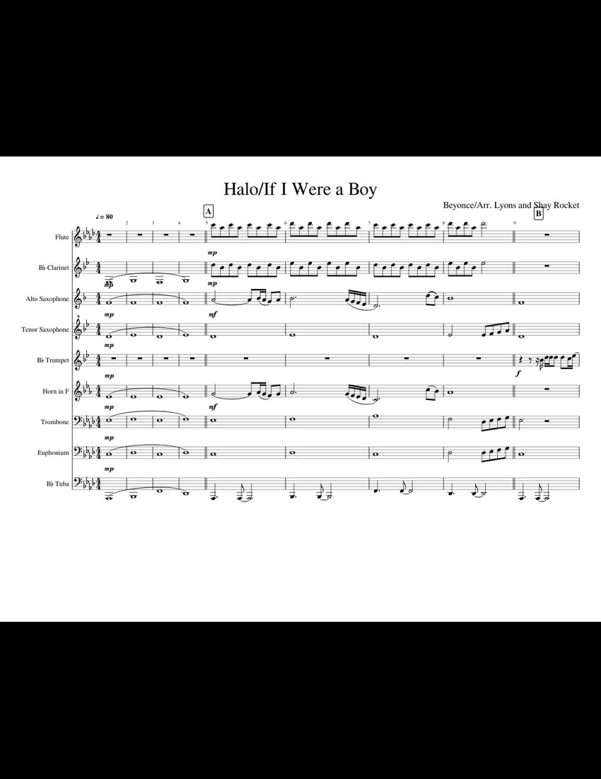 Halo/If I Were a Boy sheet music for Flute, Alto Saxophone