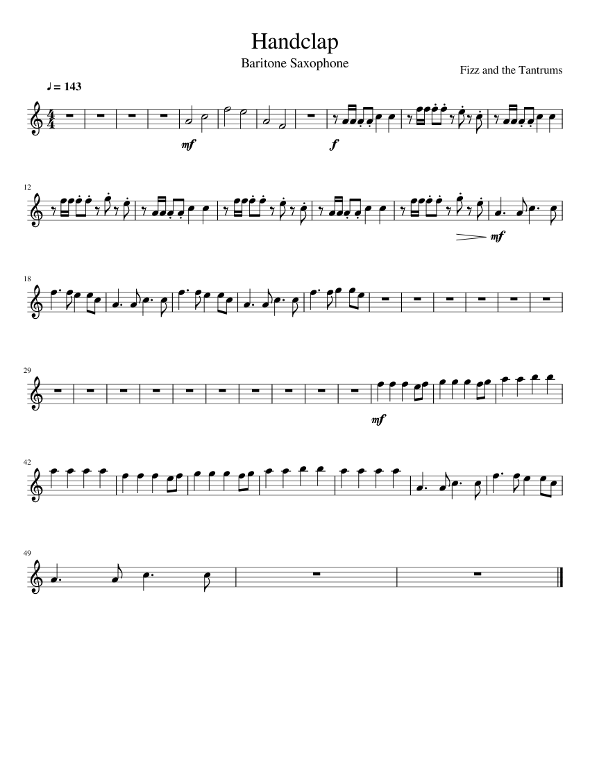 Handclap Bari Saxophone sheet music for Baritone Saxophone download
