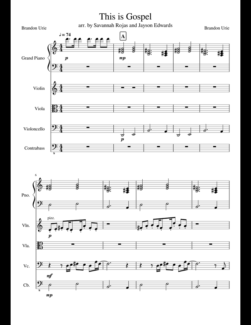 This is Gospel - String Quartet and Grand Piano sheet music for Piano ...