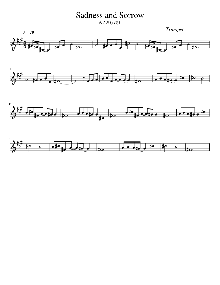 Sadness and Sorrow sheet music for Piano download free in PDF or MIDI