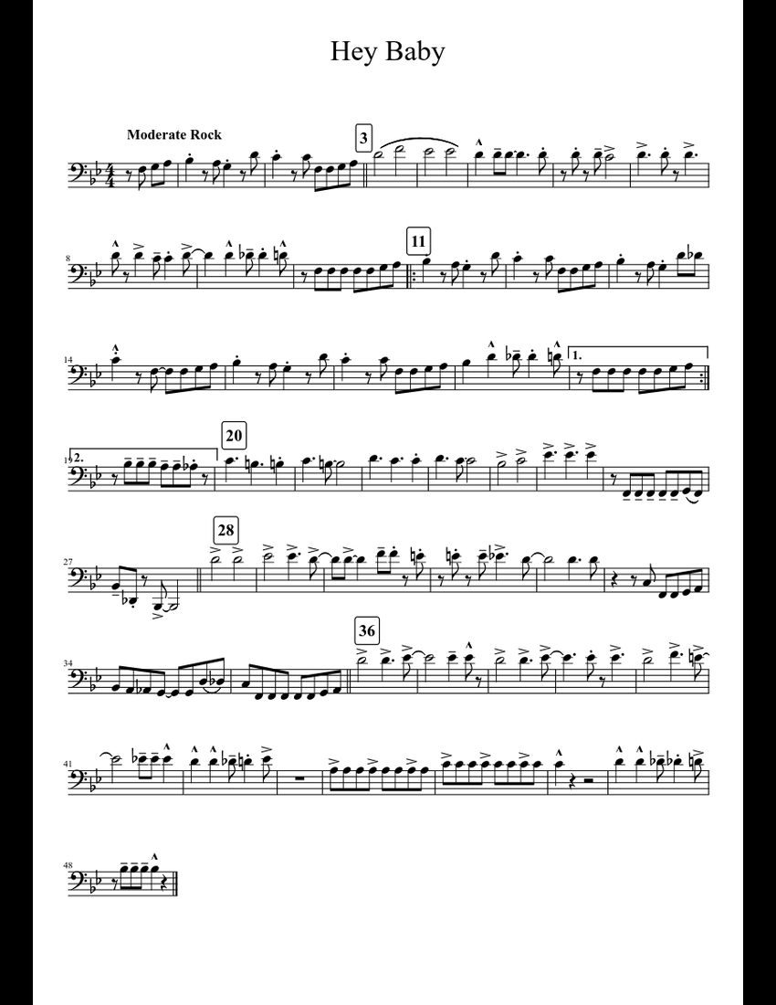 Hey Baby sheet music download free in PDF or MIDI