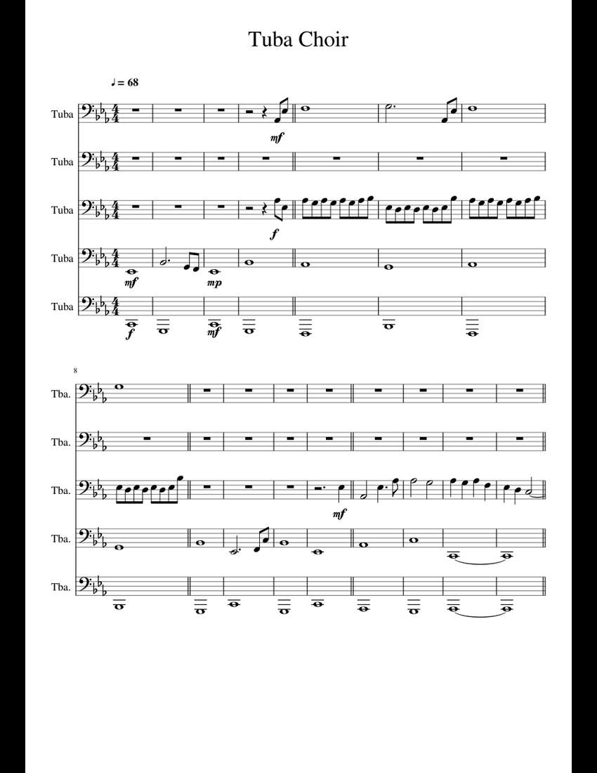 Tuba Chorale sheet music for Tuba download free in PDF or MIDI