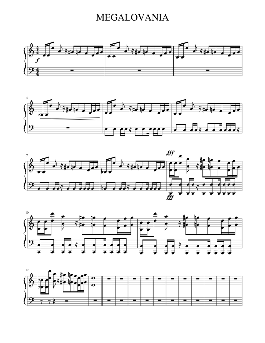Megalovania (Undertale) Sheet music for Piano Download free in PDF or