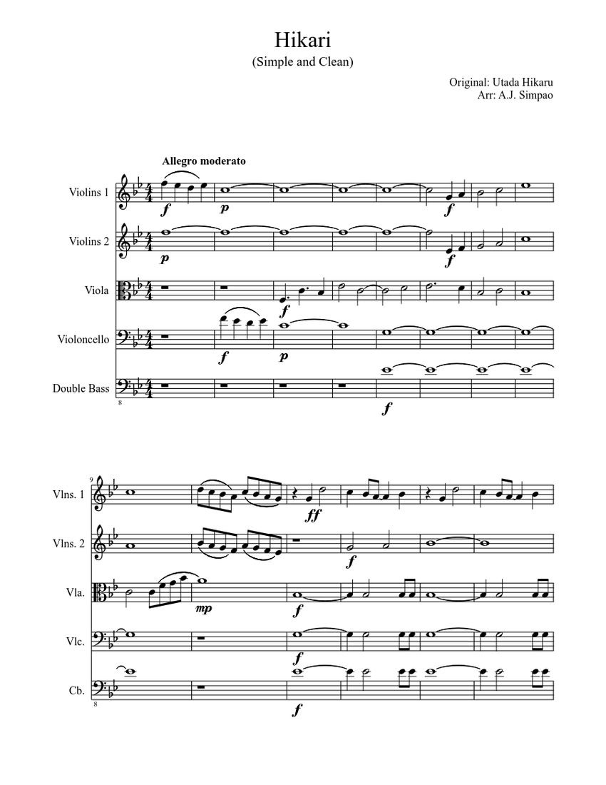 hikari-simple-and-clean-sheet-music-download-free-in-pdf-or-midi