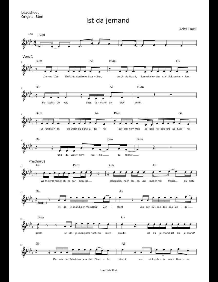 Ist da jemand Adel Tawil sheet music for Piano download ...