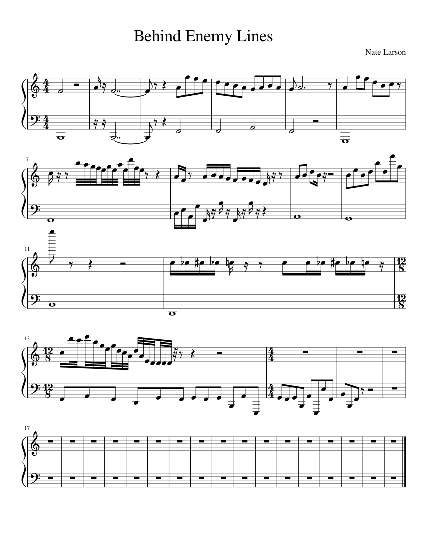 Behind Enemy Lines Sheet music for Piano (Solo) | Musescore.com