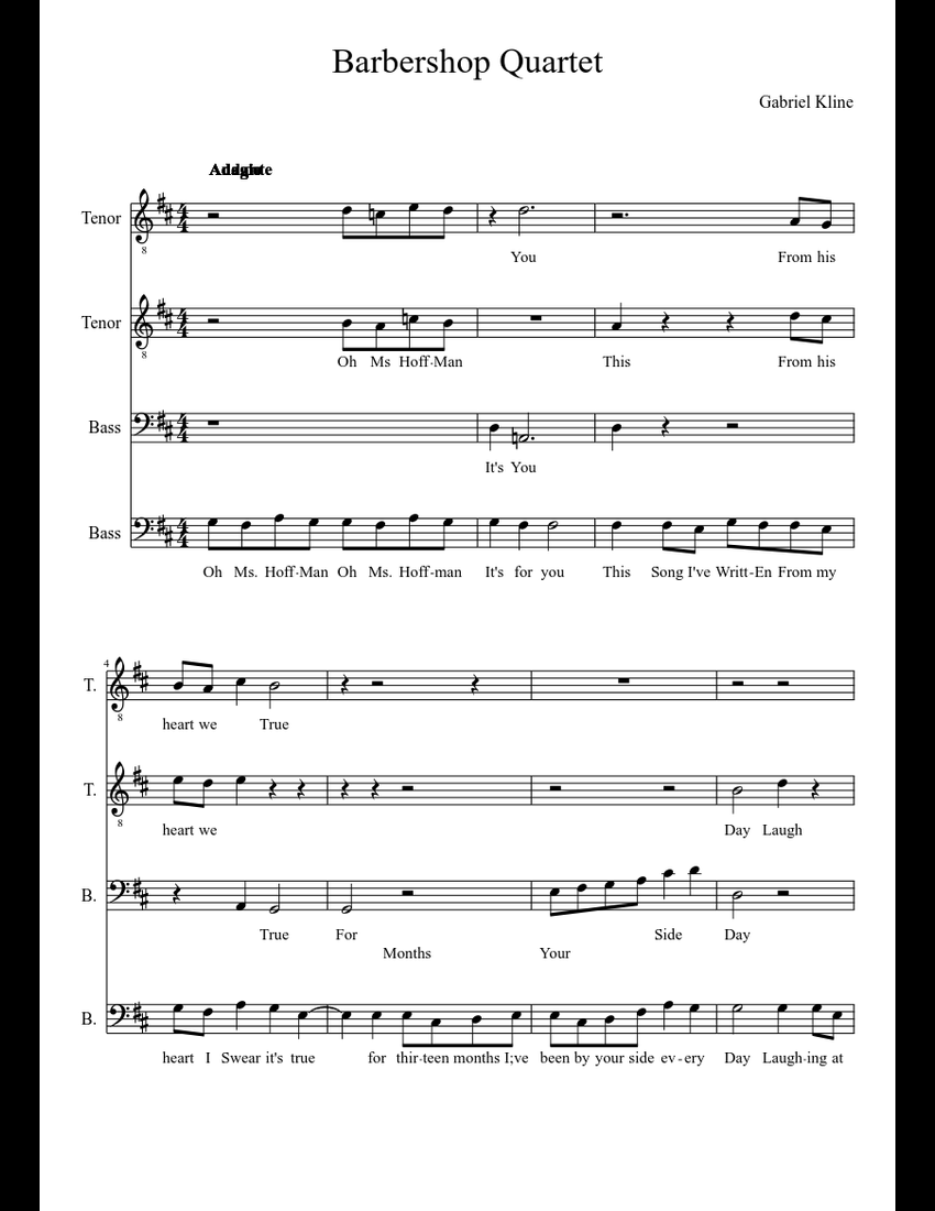 Barbershop Quartet sheet music for Voice download free in PDF or MIDI