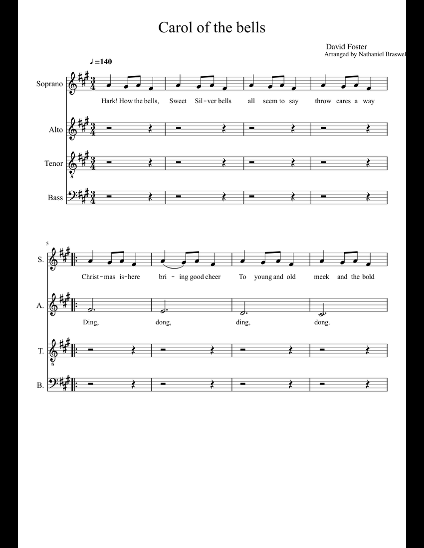 Carol of The Bells sheet music for Voice download free in PDF or MIDI