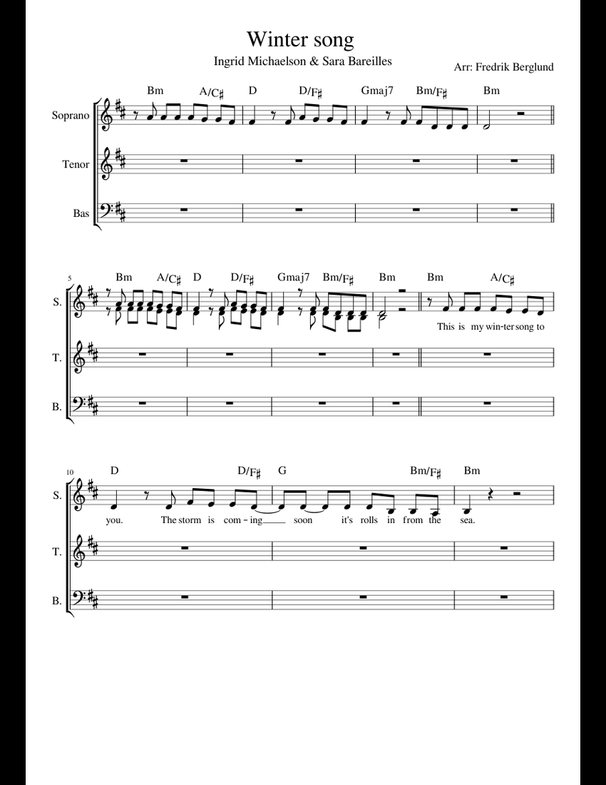 Download Winter song sheet music for Voice download free in PDF or MIDI