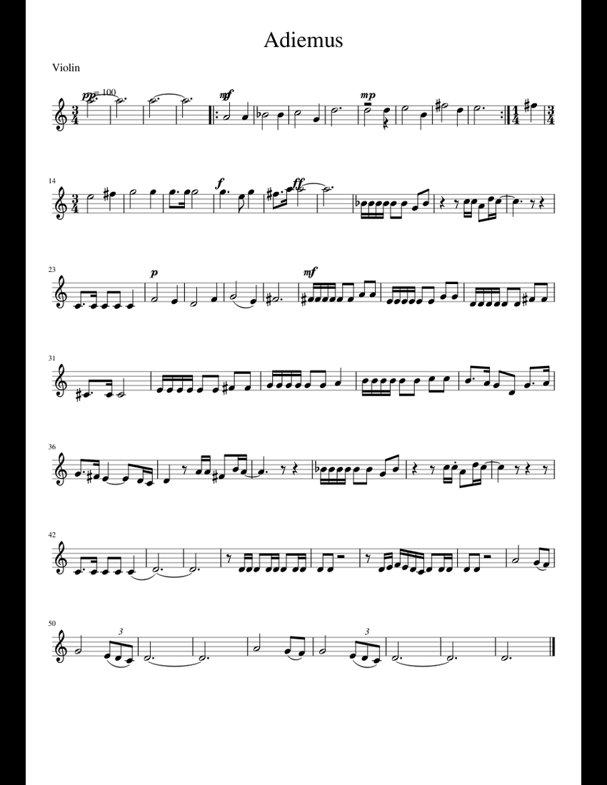 Adiemus sheet music for Piano download free in PDF or MIDI