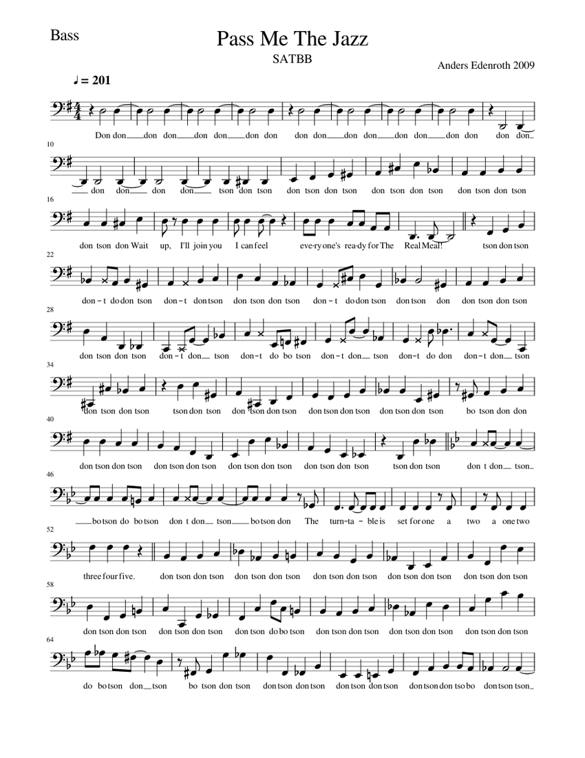 Pass Me The Jazz Bass Sheet Music Download Free In PDF Or MIDI