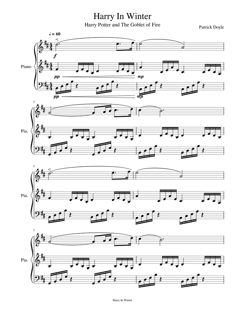 Download Harry In Winter Sheet music for Piano (Solo) | Musescore.com
