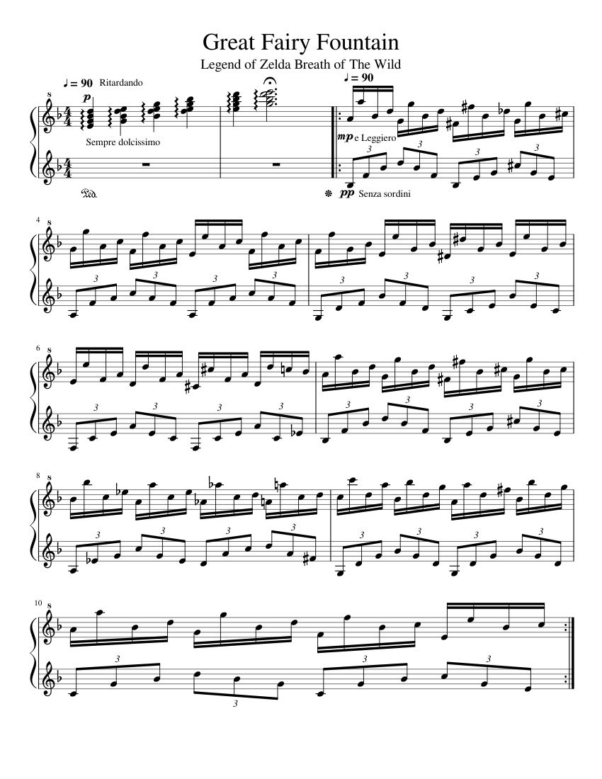 Great Fairy Fountain sheet music for Piano download free in PDF or MIDI