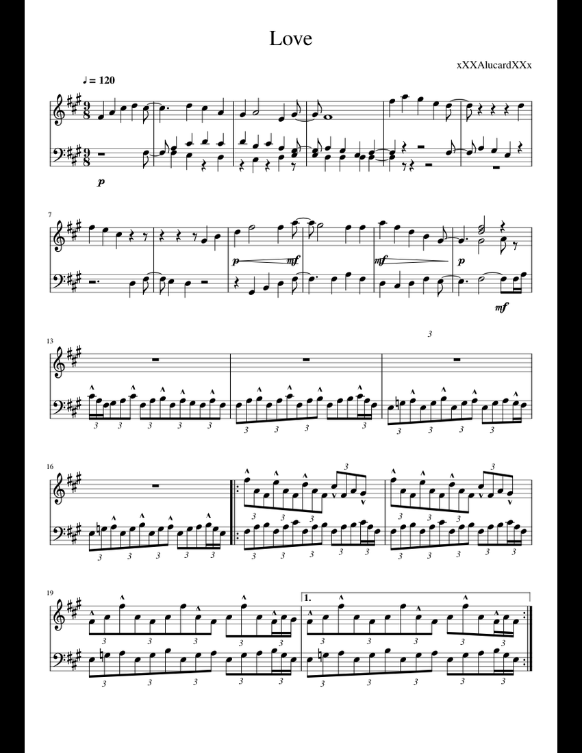 Love sheet music for Piano download free in PDF or MIDI