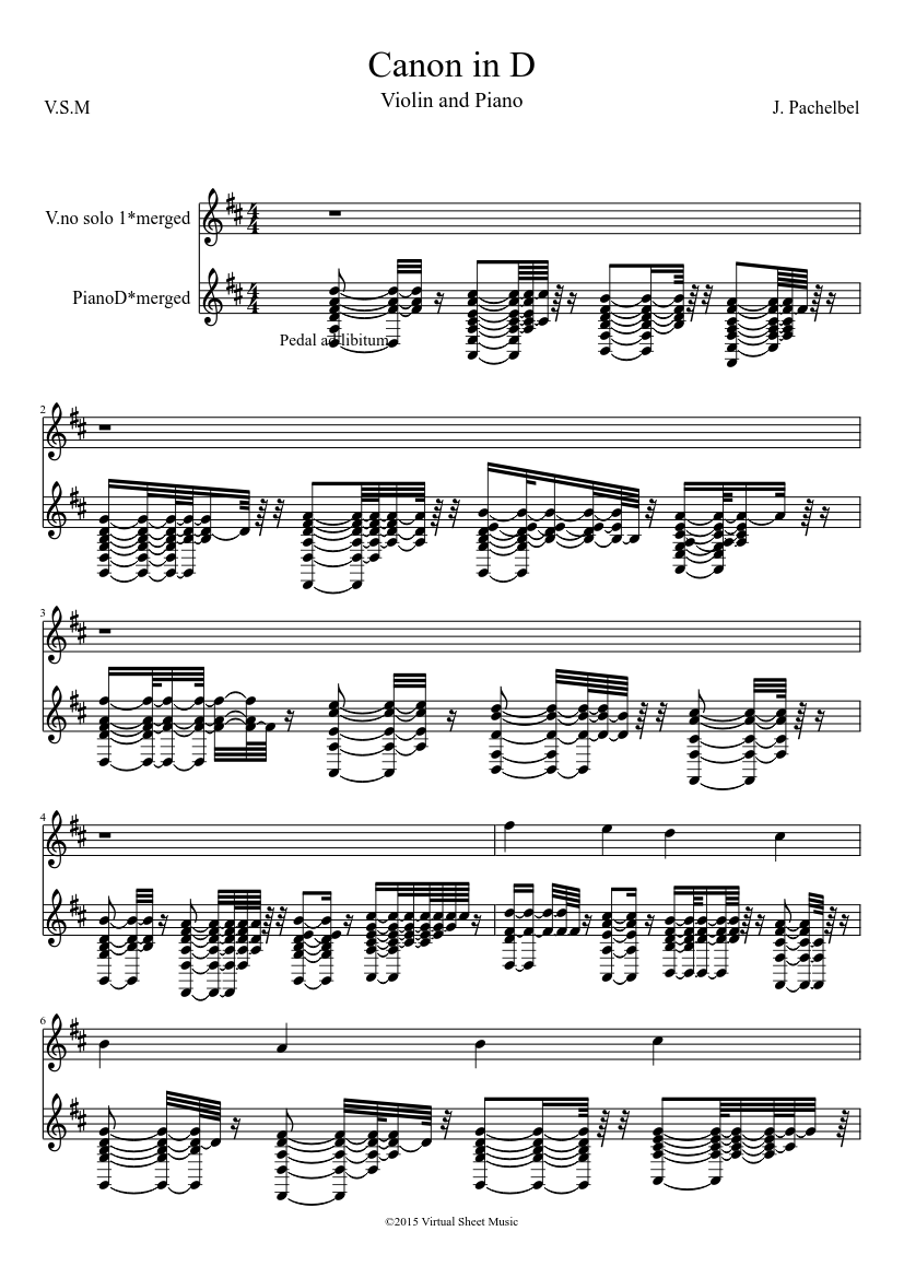 Canon in D Violin and Piano sheet music for Violin, Piano ...