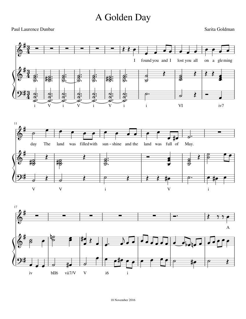 A Golden Day Sheet music for Piano, Voice | Download free in PDF or