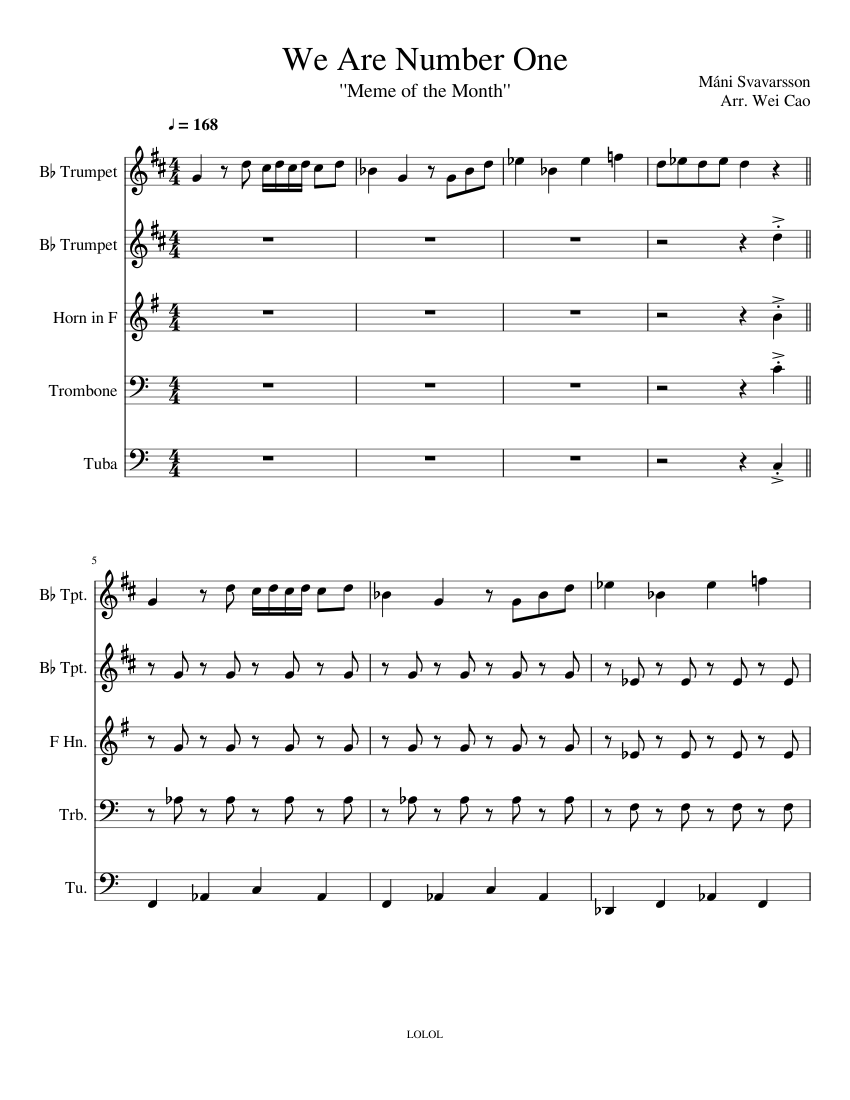 We Are Number One Sheet music | Download free in PDF or MIDI