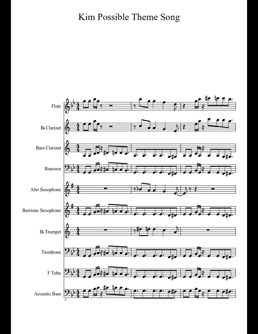 Kim Possible Theme Song Sheet Music Download Free In Pdf Or Midi
