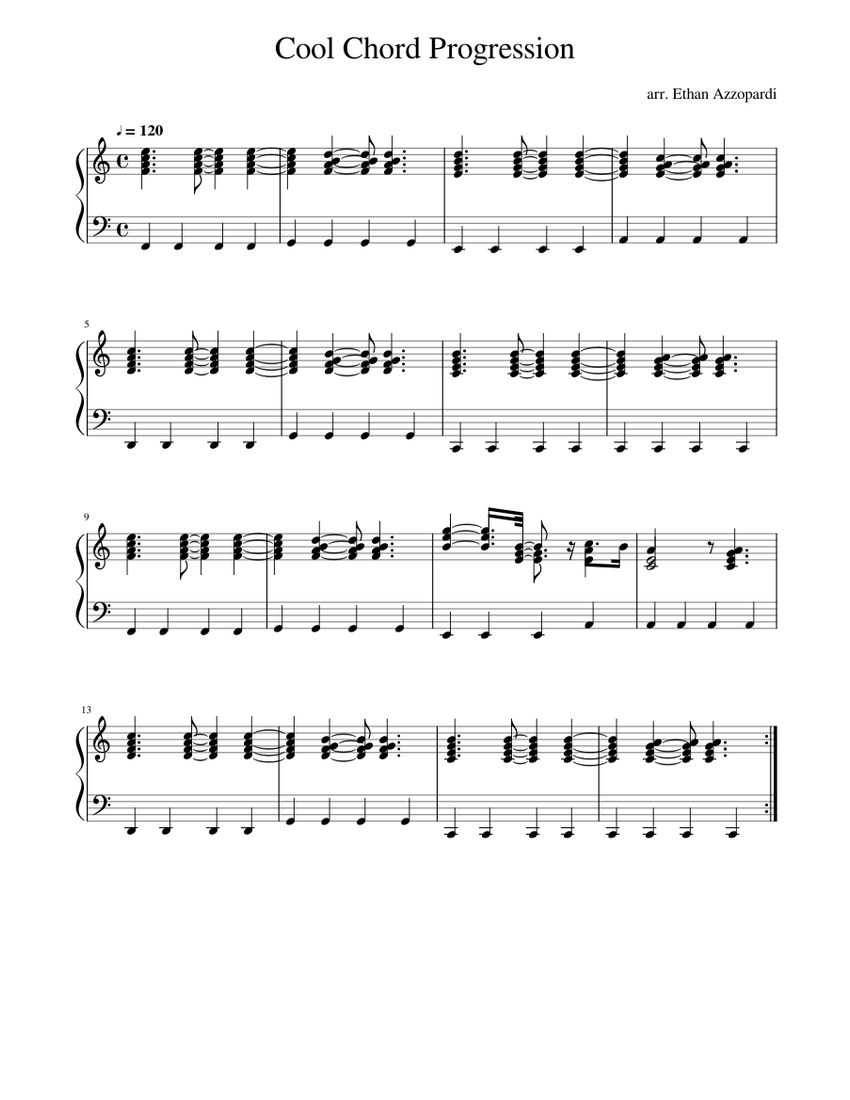 Cool Chord Progression Sheet Music For Piano Solo