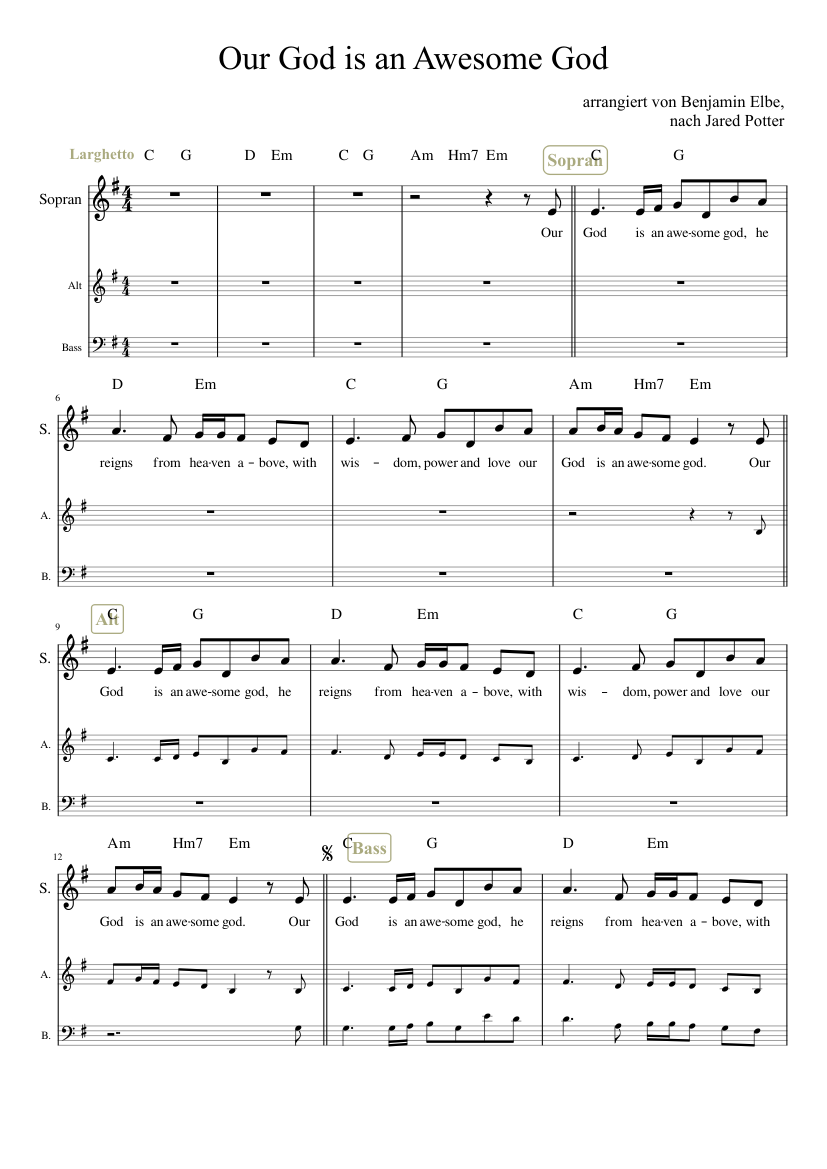 Our God is an awesome god sheet music for Voice download free in PDF or