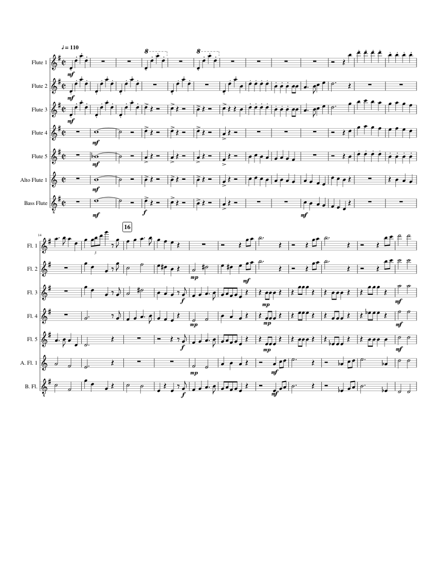 Heigh Ho (flute choir) sheet music for Flute download free in PDF or MIDI
