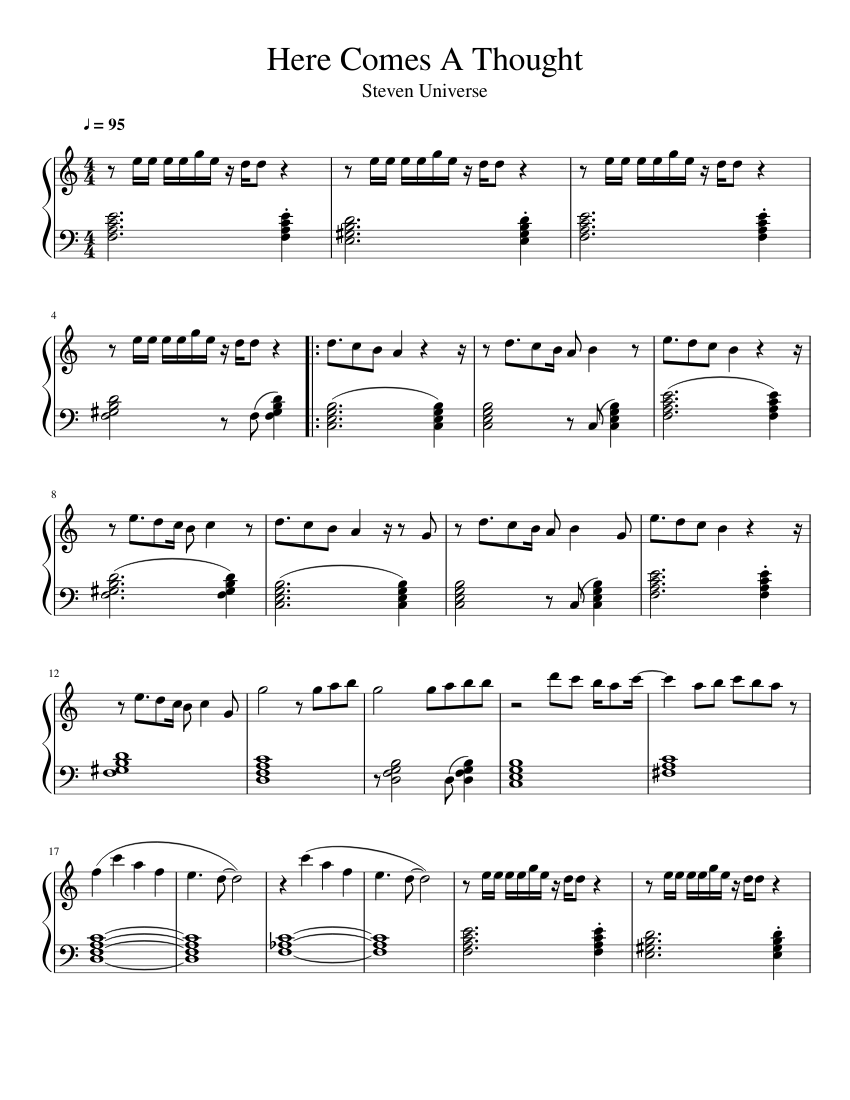 Here Comes A Thought - Steven Universe Sheet music for Piano | Download