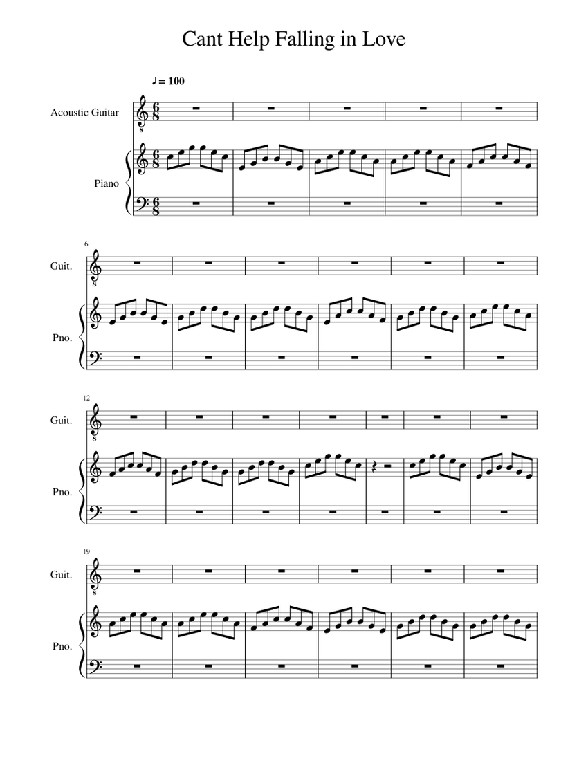 Cant Help Falling in Love Sheet music for Piano, Guitar | Download free