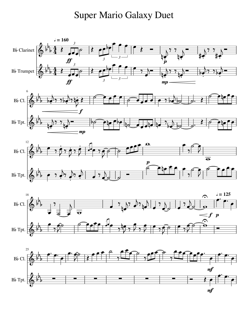 Super Mario Galaxy Clarinet Sheet Music