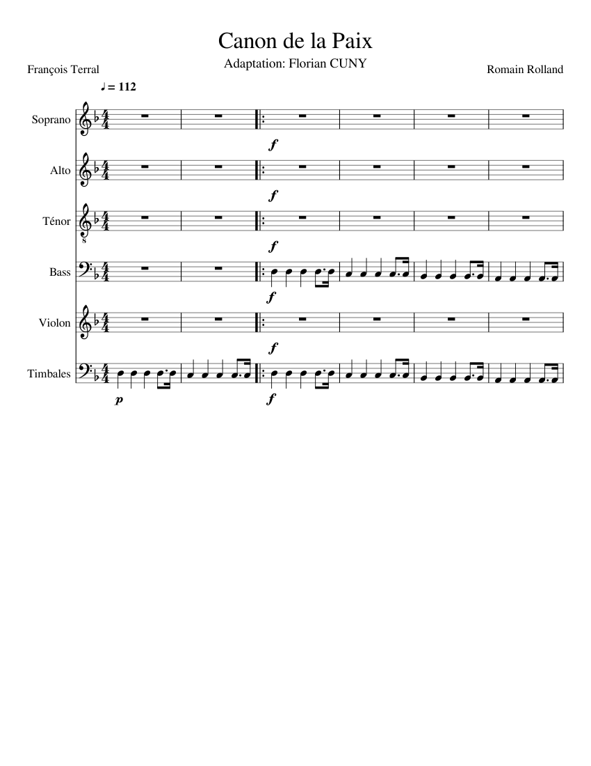 Canon de la paix Sheet music