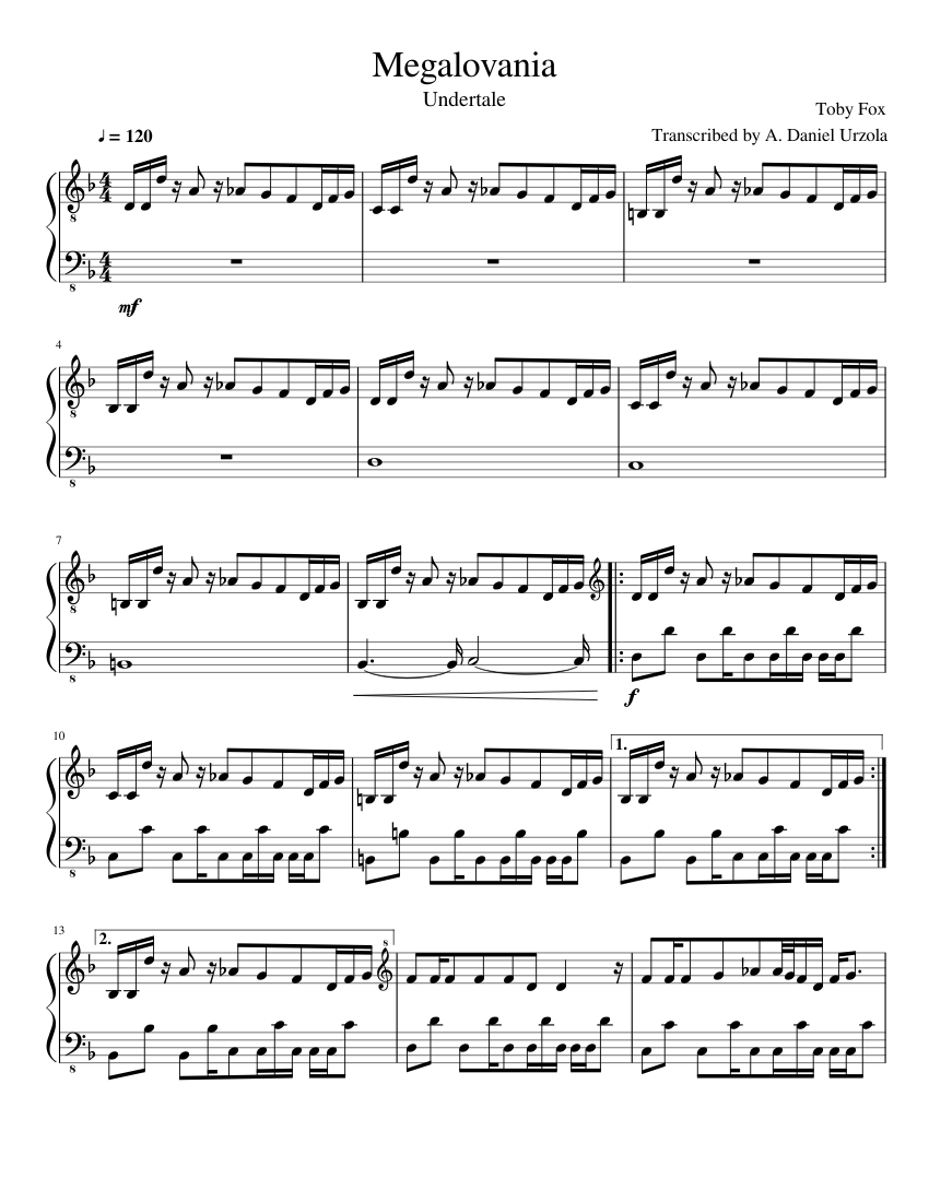 Undertale Megalovania Piano Sheet Music For Piano Download