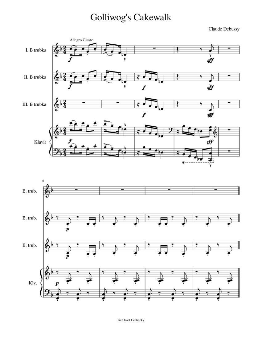 Golliwog S Cakewalk Piano Tutorial musescore com