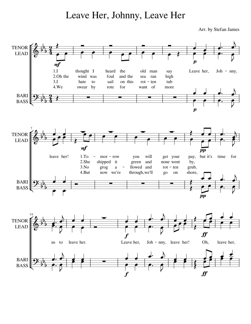 Leave Her, Johnny, Leave Her Sheet music for Piano (Piano Duo