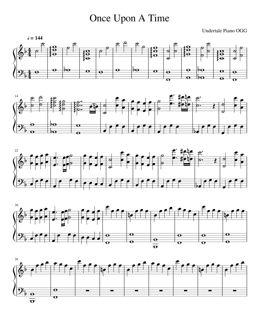 Once Upon A Time (Undertale OGG) sheet music for Piano