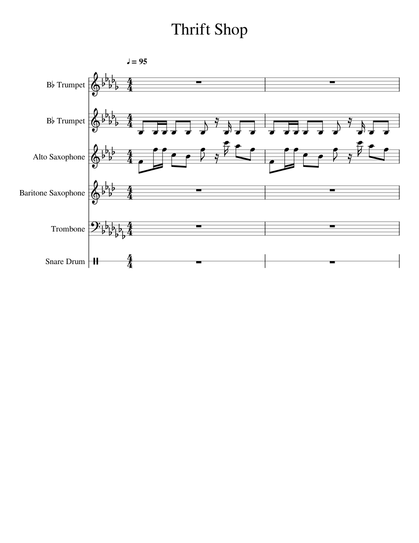 Thrift Shop by Macklemore and Ryan Lewis Sheet music for Trumpet (In B