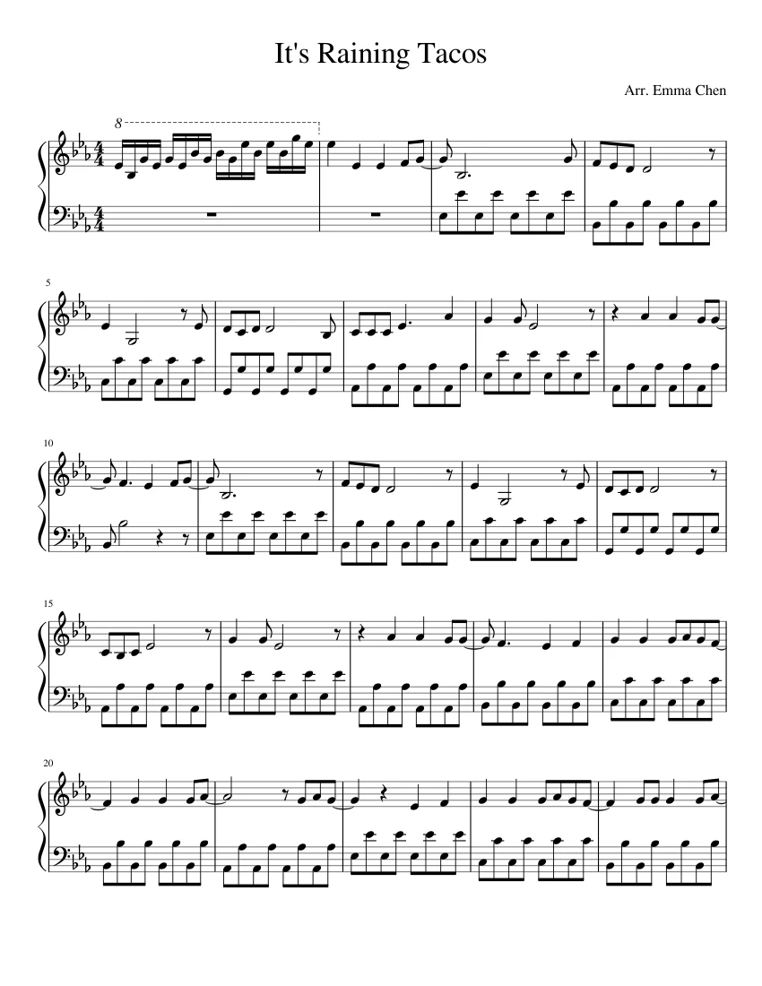 Its Raining Tacos Sheet Music For Piano Download Free In - 