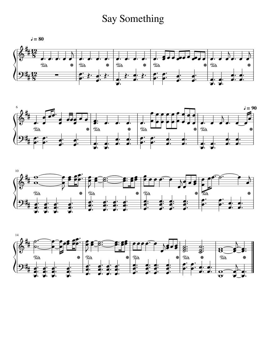 Say Something sheet music for Piano download free in PDF or MIDI