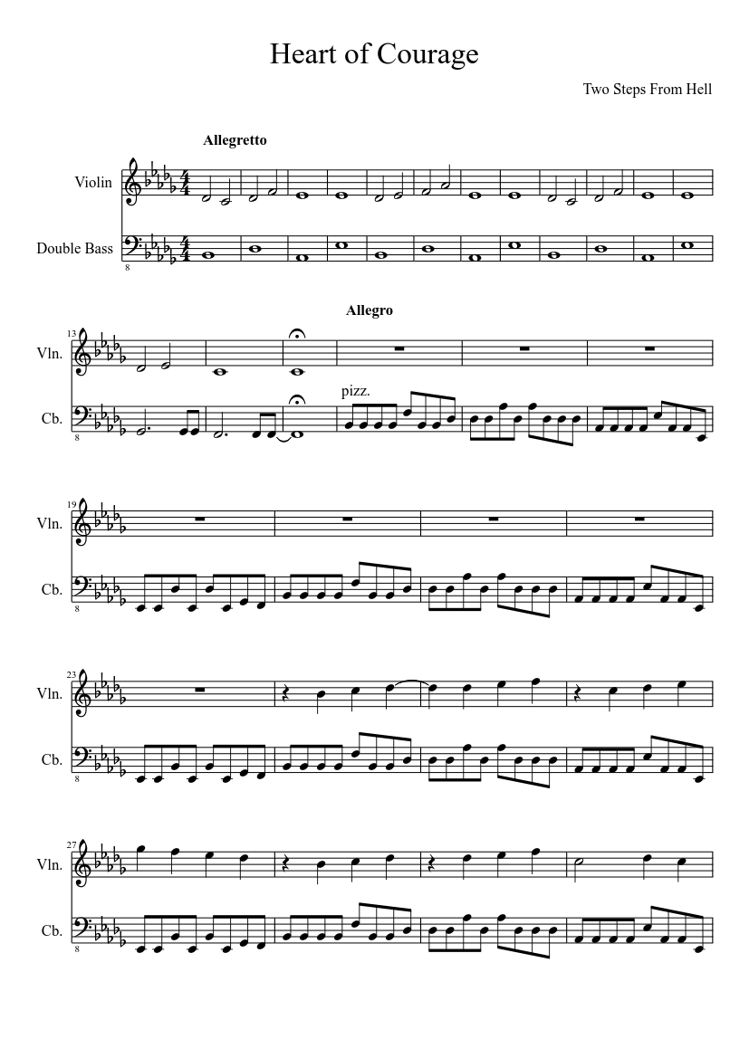Heart Of Courage Two Steps From Hell sheet music for Violin