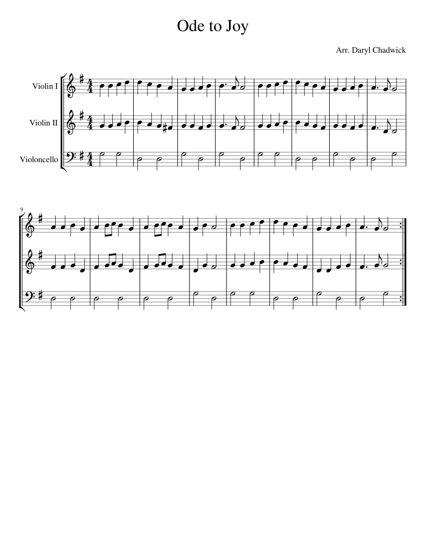 Ode to Joy Sheet music for Violin, Cello (String Trio) | Musescore.com