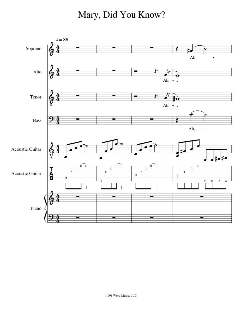 Mary, Did You Know (SATB+)07212019 Sheet music for Piano, Voice, Guitar | Download free in PDF ...