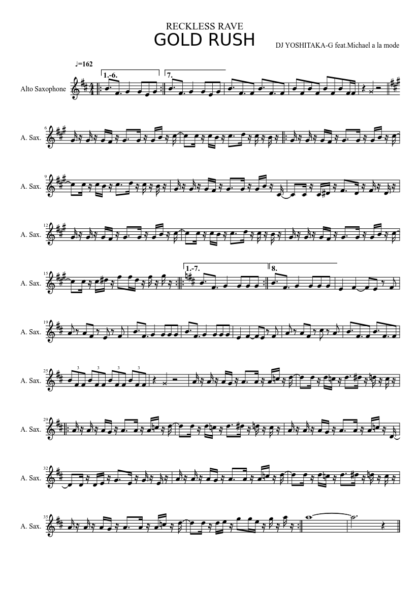 Gold Rush Sheet Music For Alto Saxophone Download Free In Pdf Or