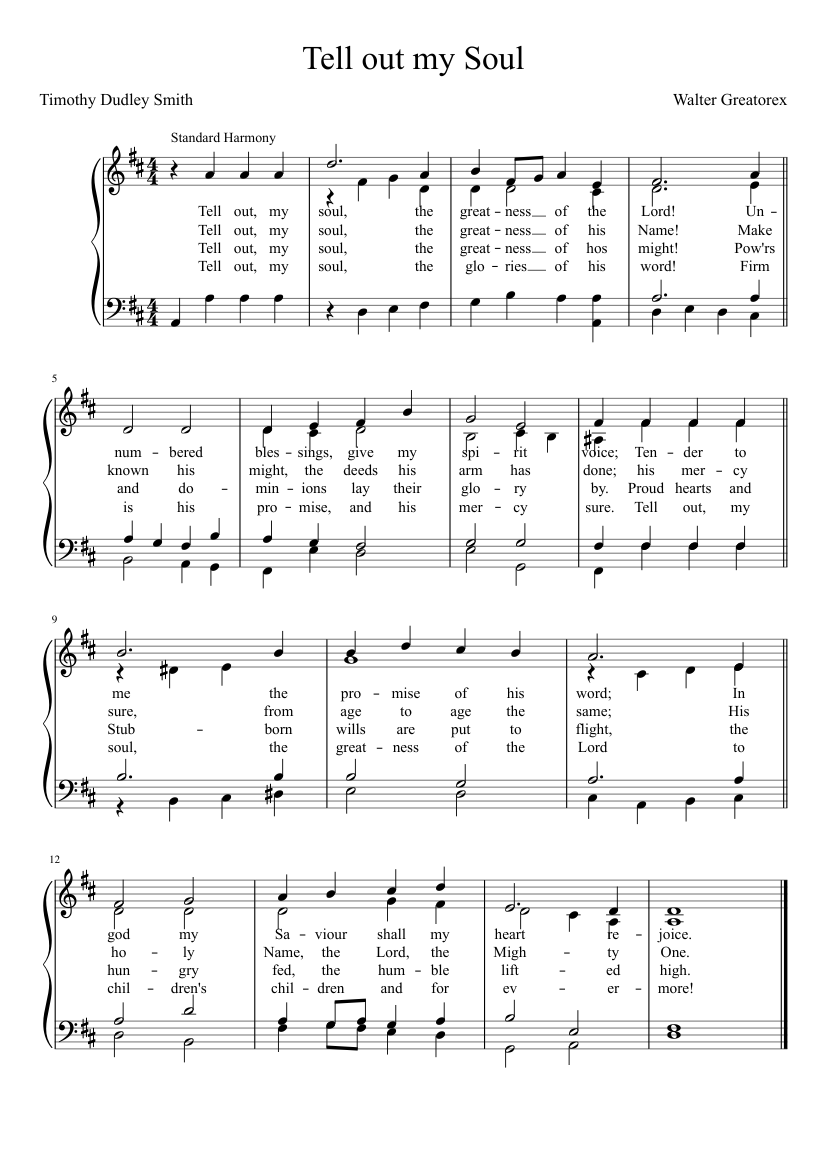 Tell out my soul sheet music for Organ download free in PDF or MIDI