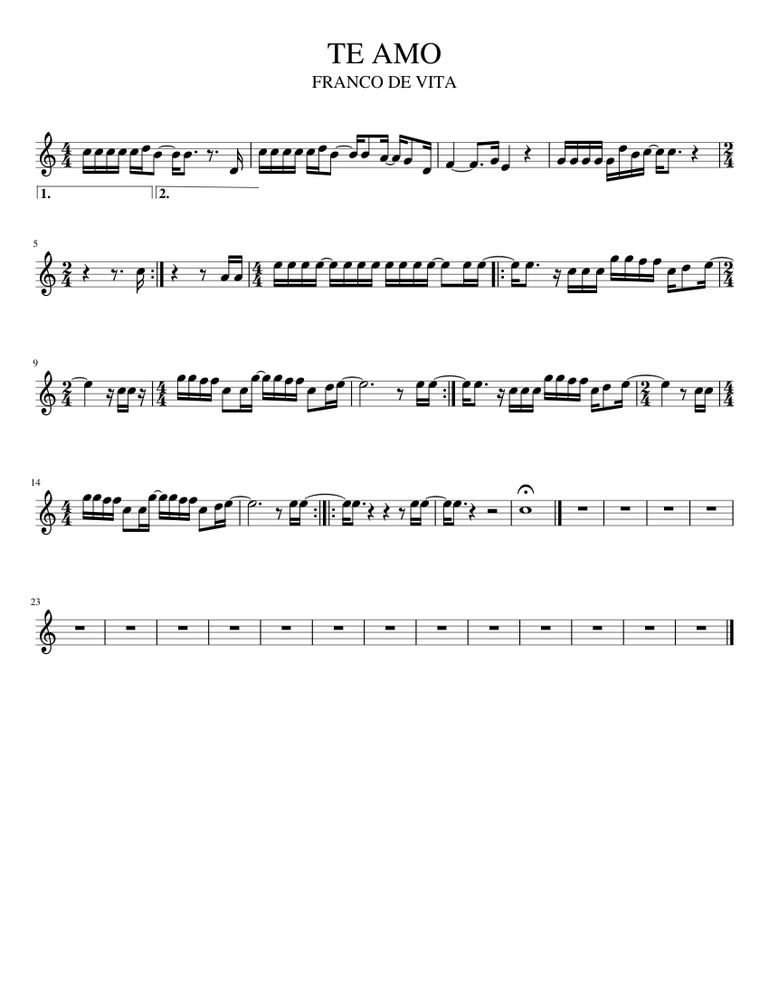 TE AMO FRANCO DE VITA Sheet music for Violin Download free in PDF