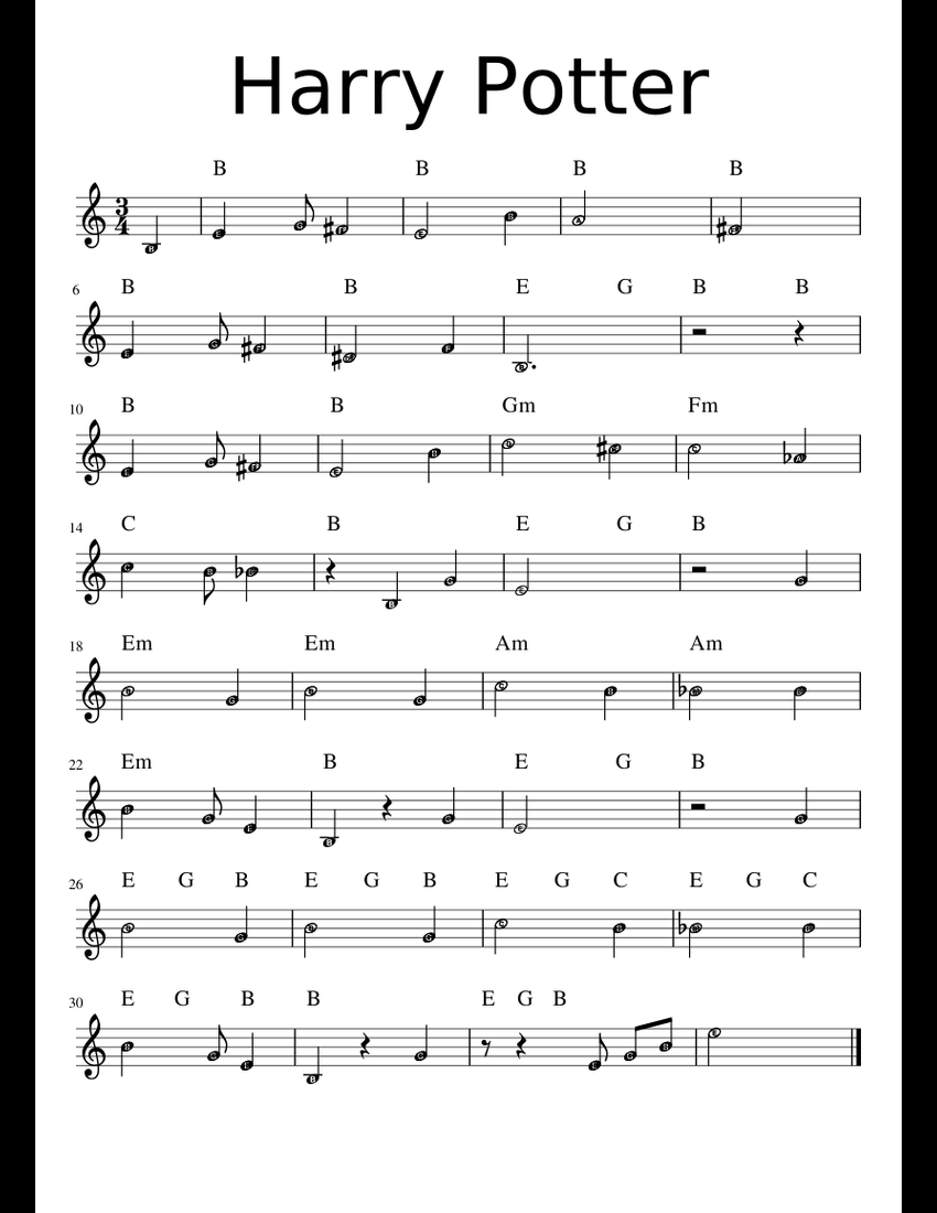 Harry Potter sheet music for Piano download free in PDF or MIDI