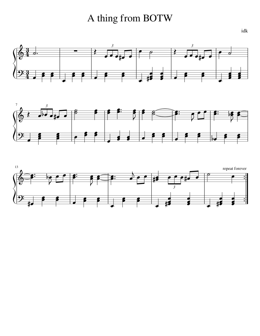 A thing from BOTW Sheet music for Piano | Download free in PDF or MIDI