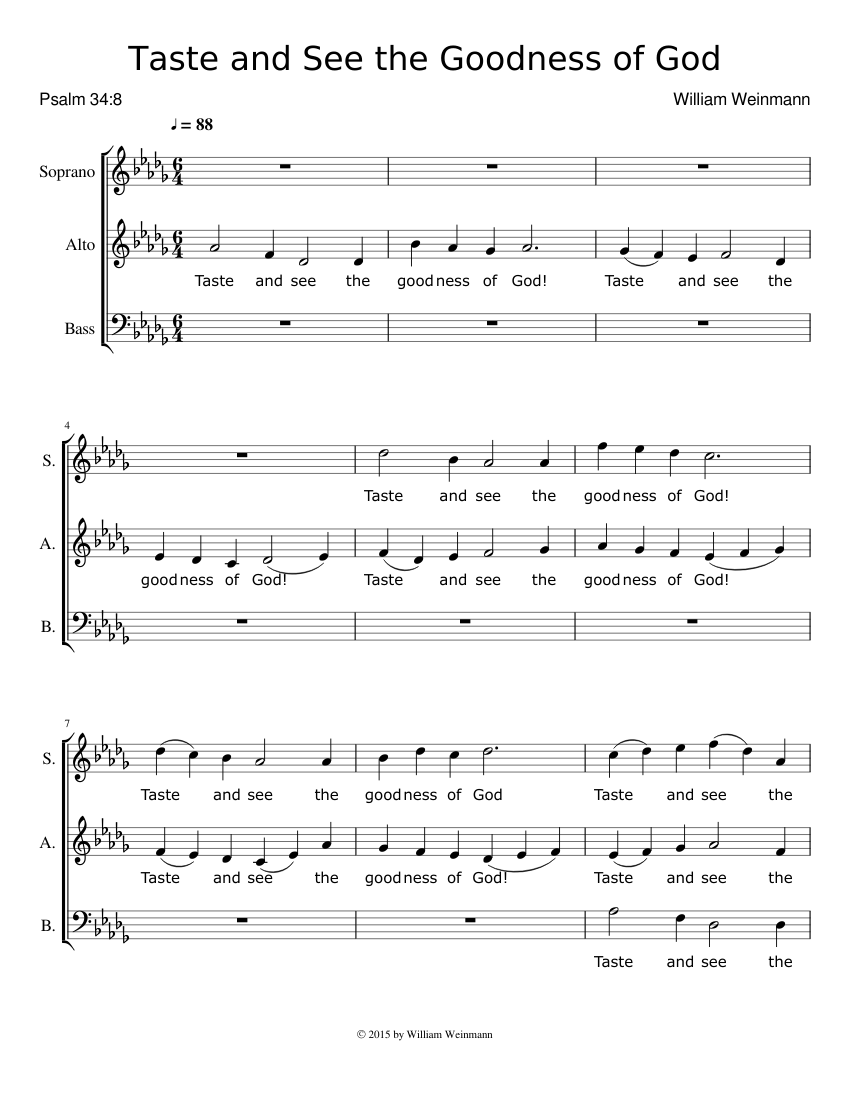 Taste and See the Goodness of God sheet music for Voice download free