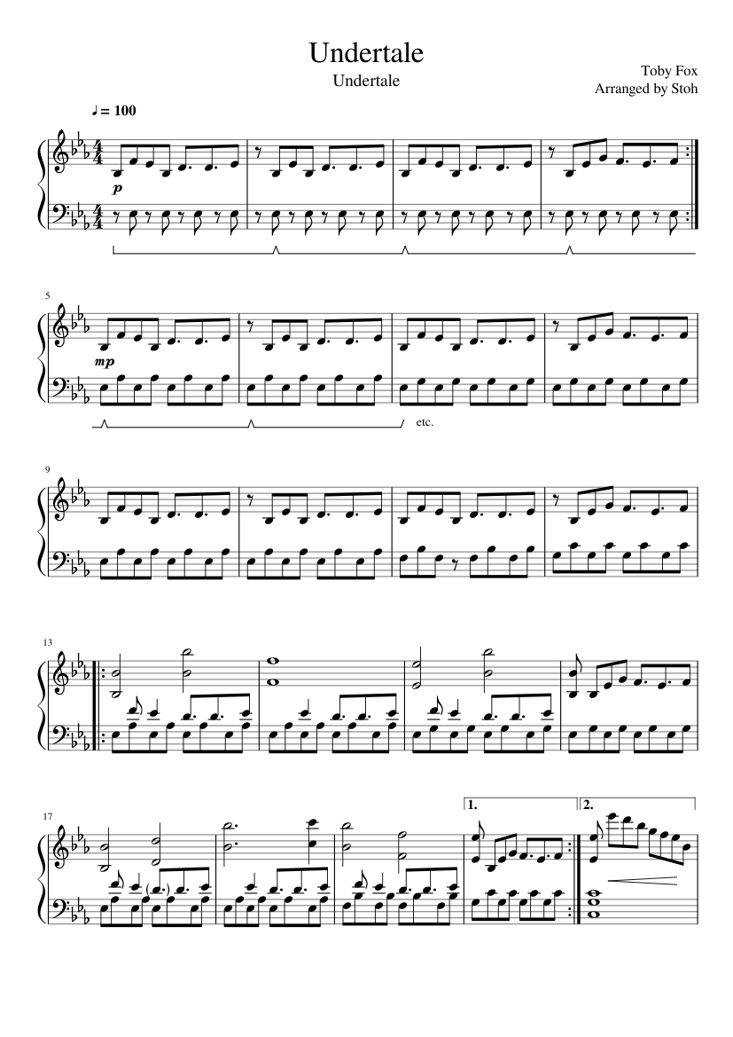 Undertale: Undertale (Piano) sheet music for Piano download free in PDF