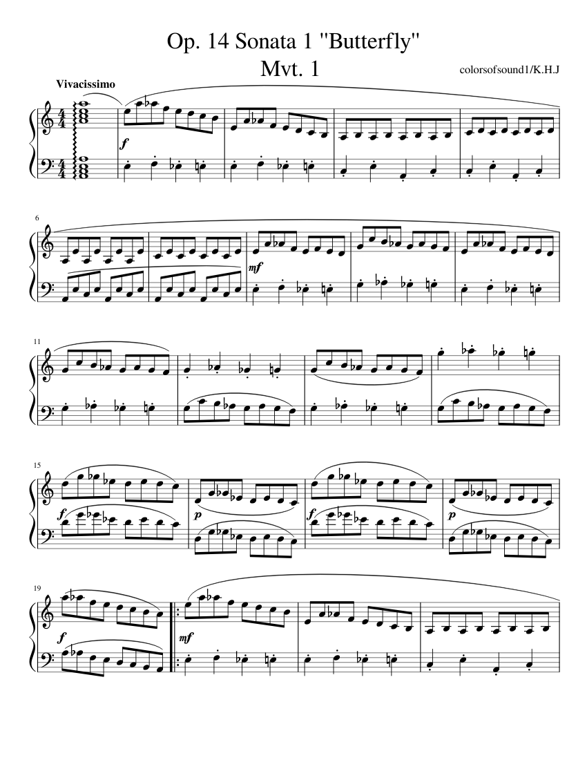 Op. 14 Sonata 1 ''Butterfly'' Mvt. 1 Sheet music for Piano | Download